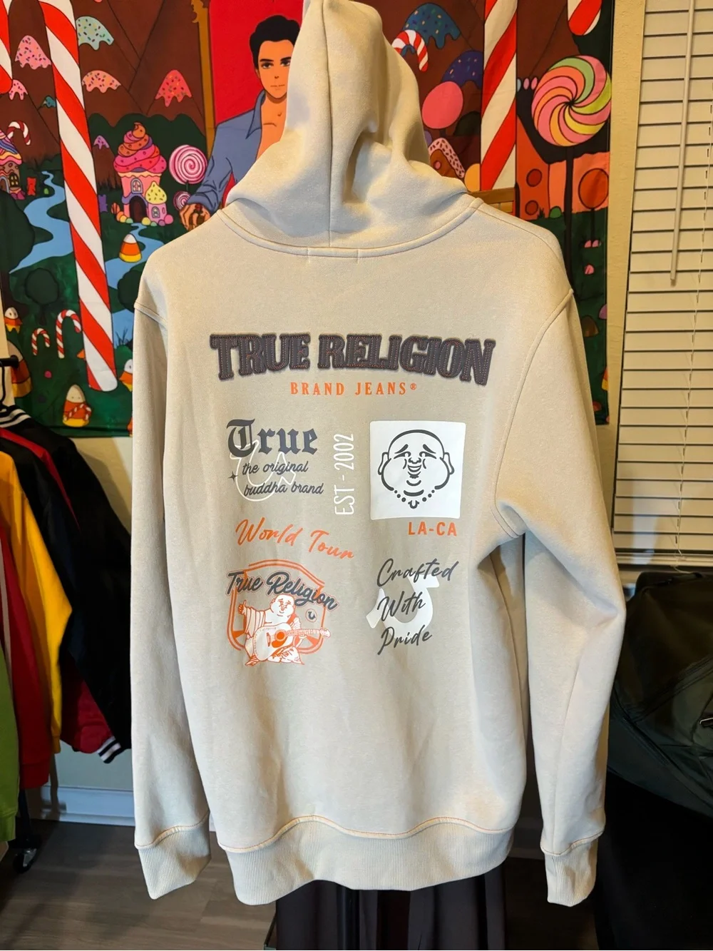 True Religion Buddha Beige Zip-Up Hoodie